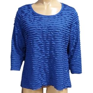 Notations Layered Ruffle Bling Blouse